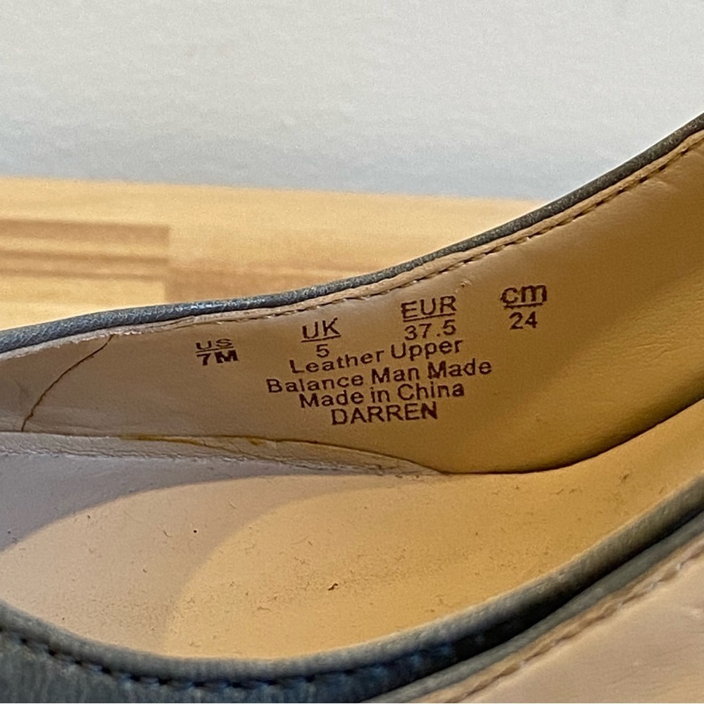 Franco Sarto Darren style leather heels blue/grey tan brown almond toe size 7.5 - Picture 10 of 16